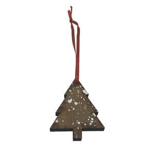 Handcrafted Christmas Walnut Wood Tree Ornament With Splatter Painted Lights